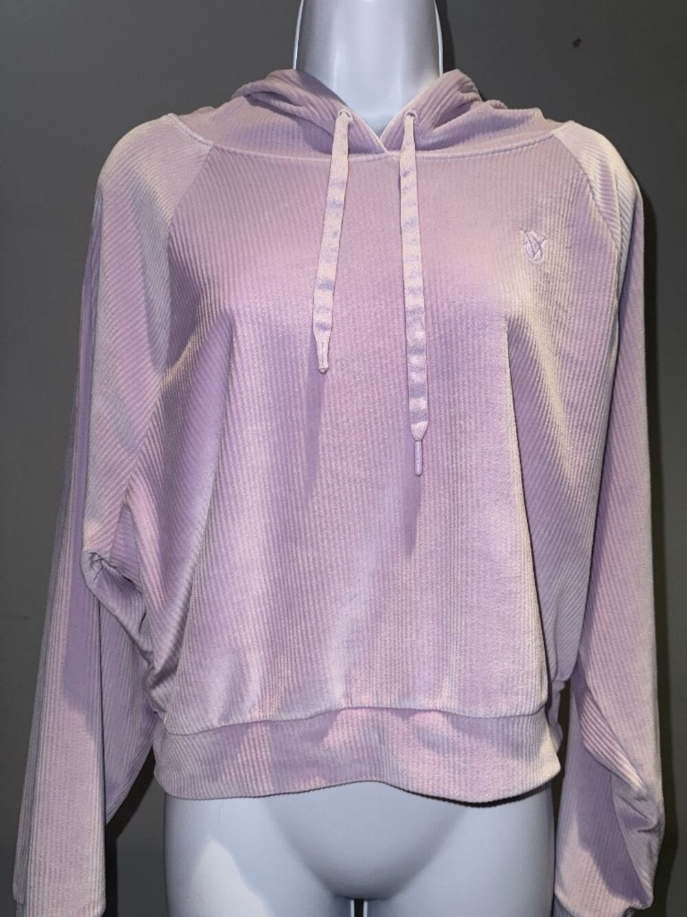Victoria’s Secret Lavender Velour Ribbed Pullover Hoodie Size L